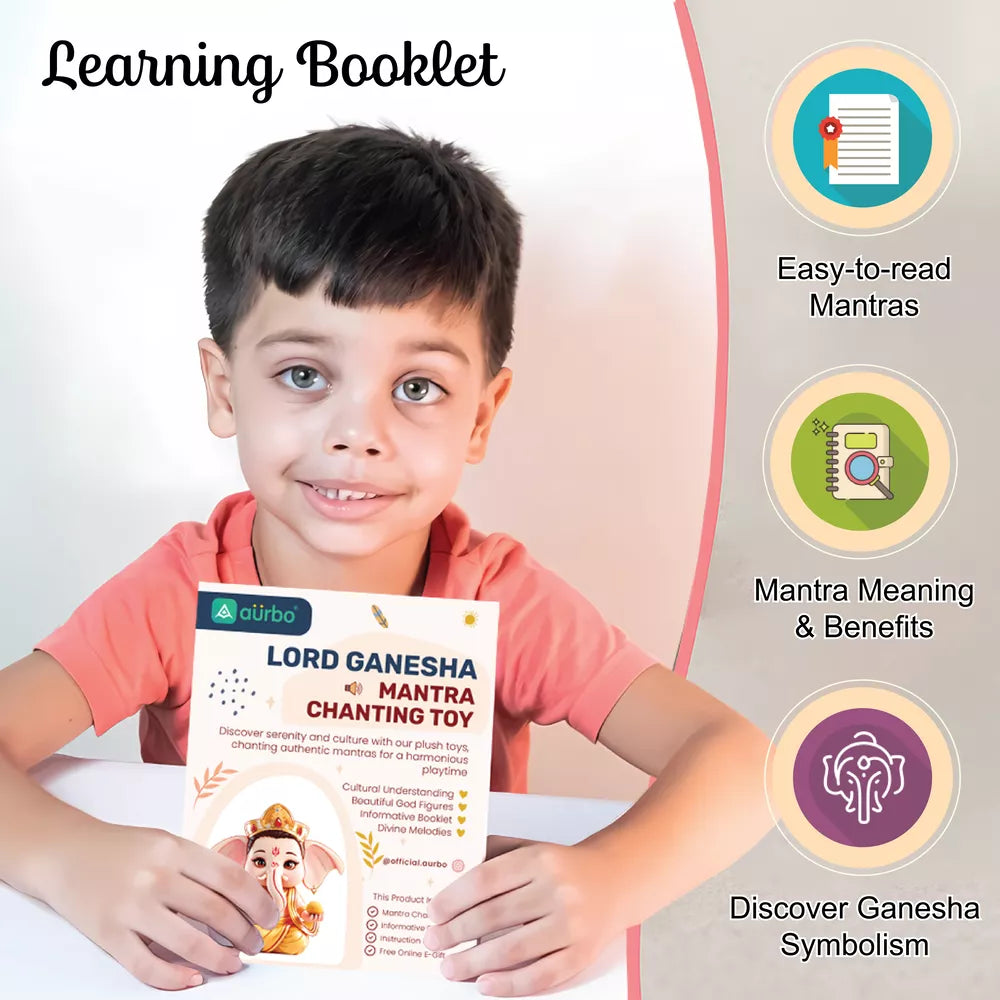 learning booklet with mantra meaning and benefits with aurbo mantra chanting ganesha 