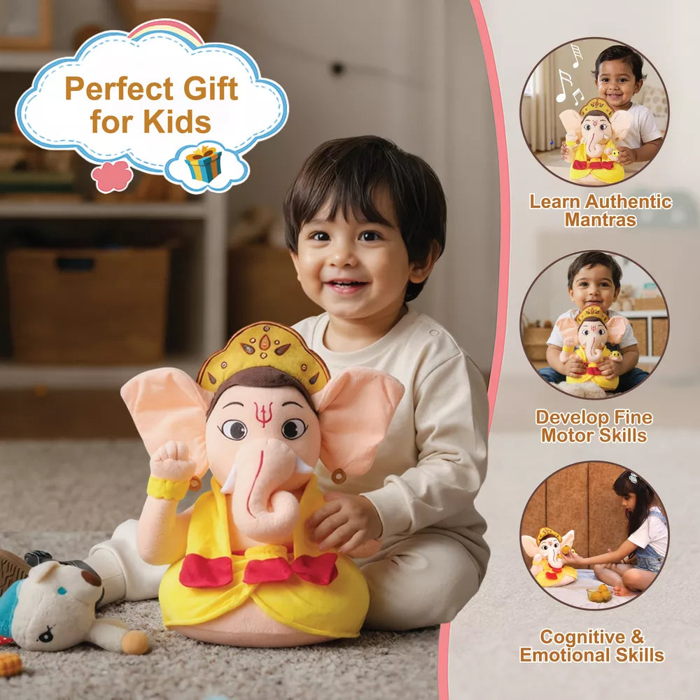 important & differentiating features of aurbo mantra chanting ganesha plush toy