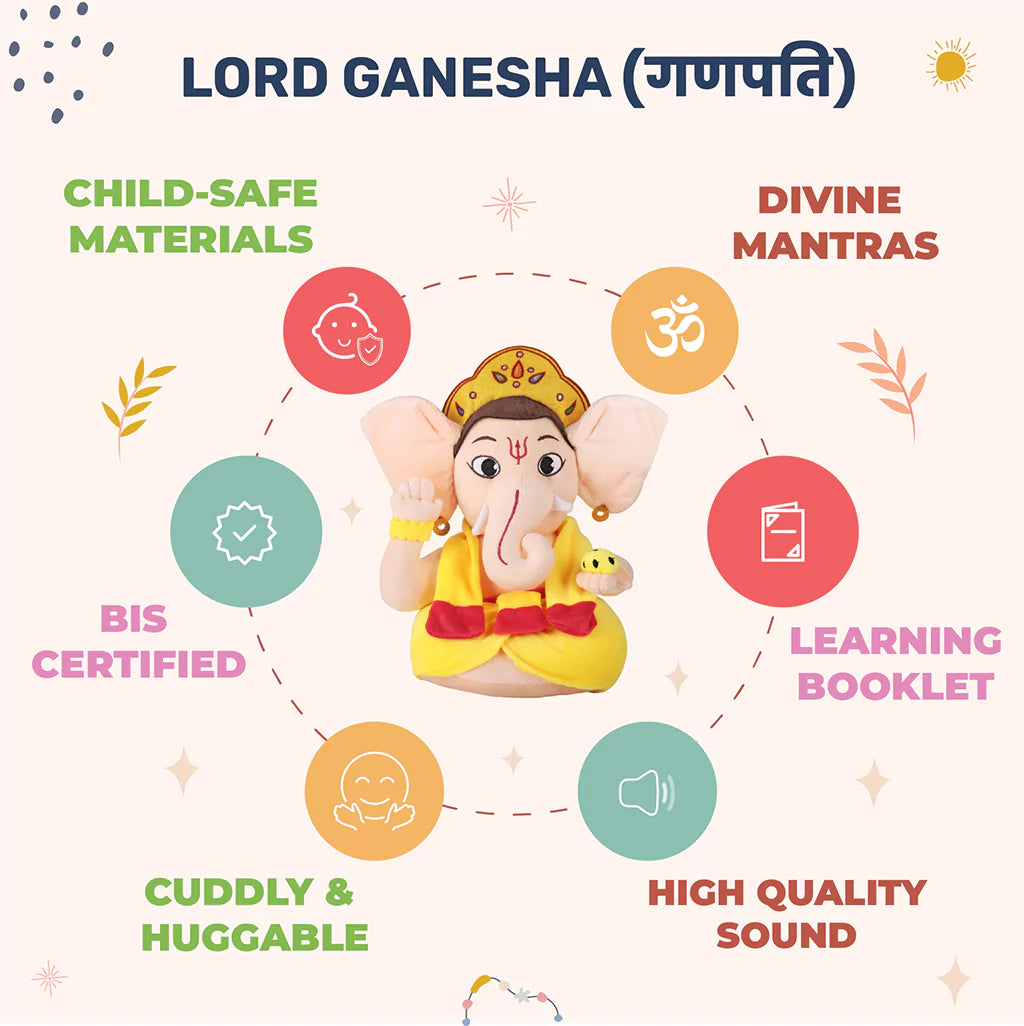 important & differentiating features of aurbo mantra chanting ganesha plush toy