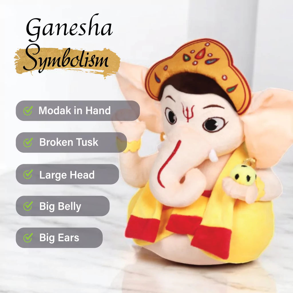 ganesha symbolism embedded in aurbo mantra chanting ganesha plush toy