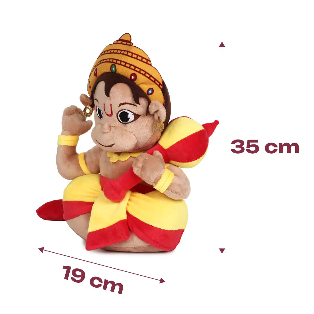 size details of aurbo mantra chanting hanuman soft toy 