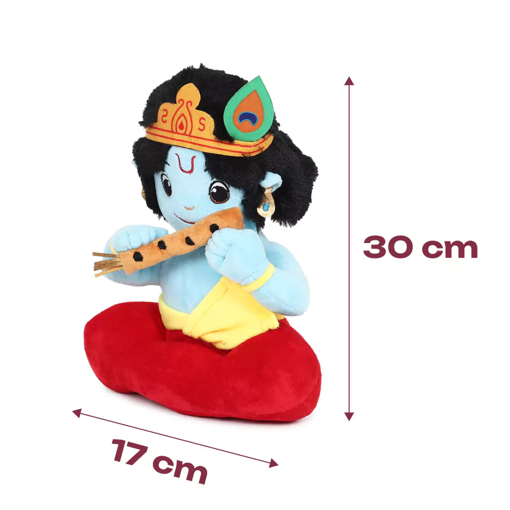 size details of aurbo mantra chanting krishna soft toy 