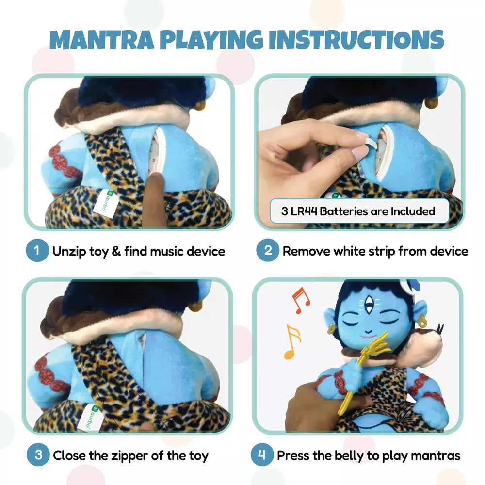 aurbo mantra chanting baby shiva soft toy mantra playing instructions