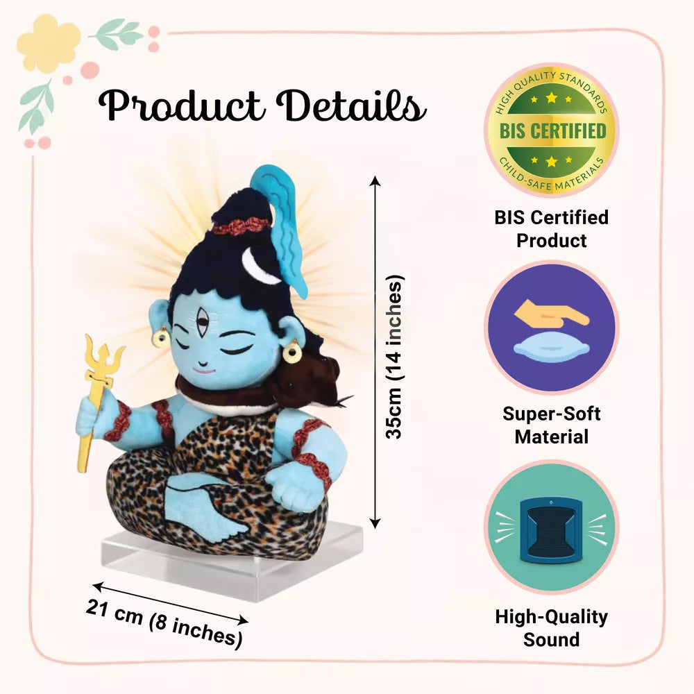 size & differentiating features of aurbo mantra chanting shiva plush toy