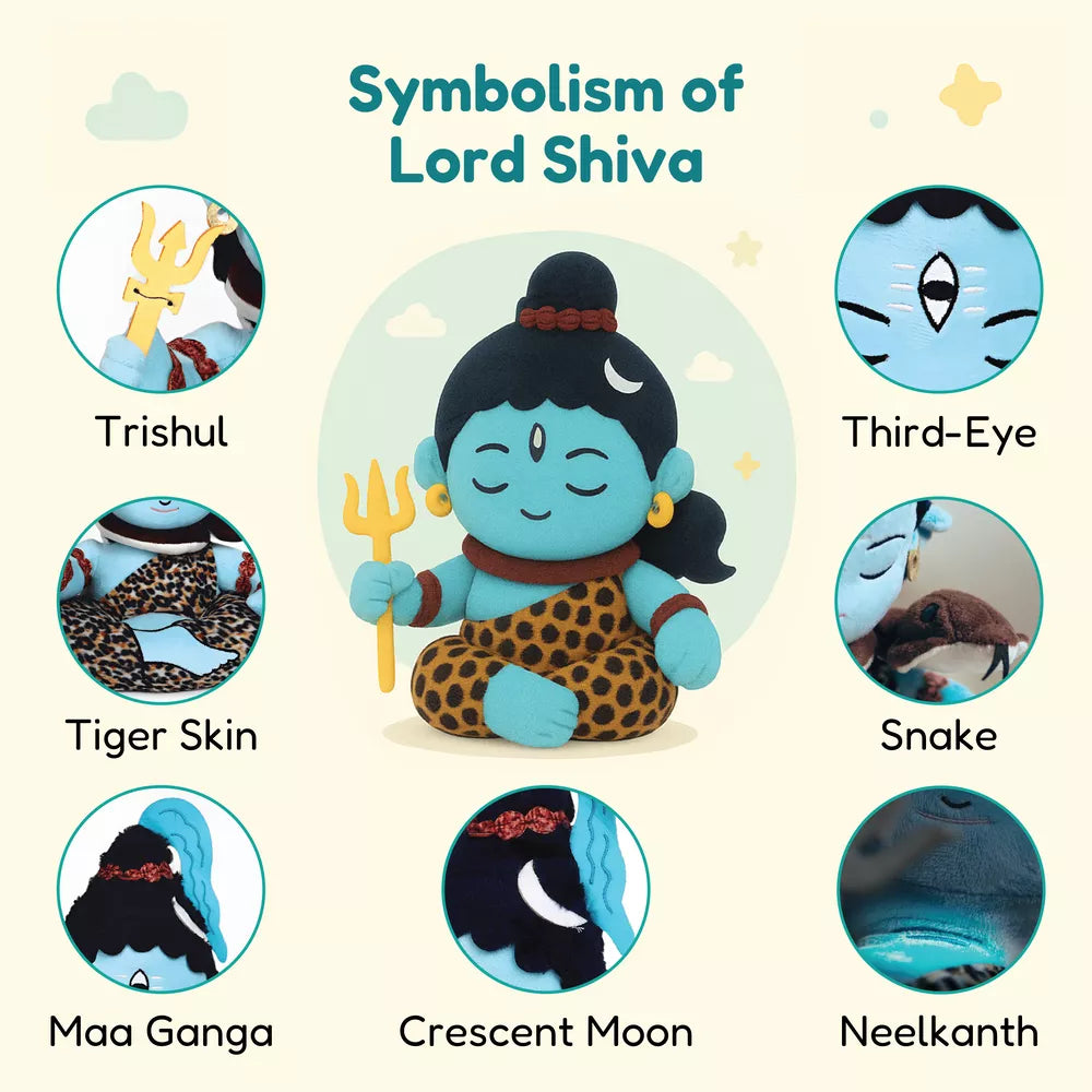 shiva symbolism embedded in aurbo mantra chanting shiva plush toy