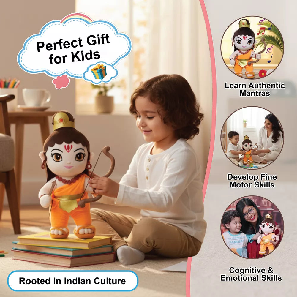 important & differentiating features of aurbo mantra chanting shri ram plush toy