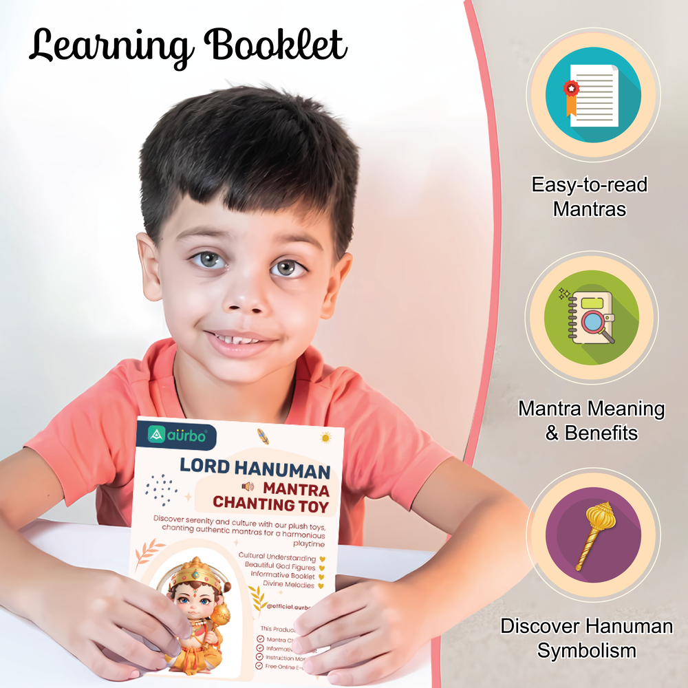 learning booklet with mantra meaning and benefits with aurbo mantra chanting hanuman