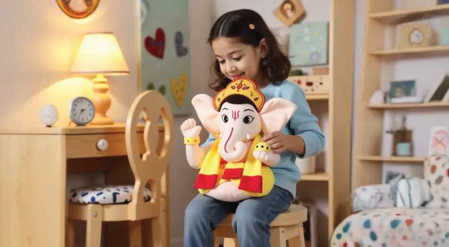 mantra singing ganesha soft toy