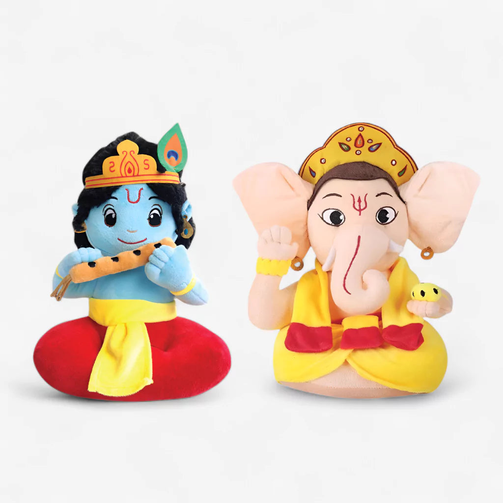 aurbo mantra chanting krishna and ganesha soft toys