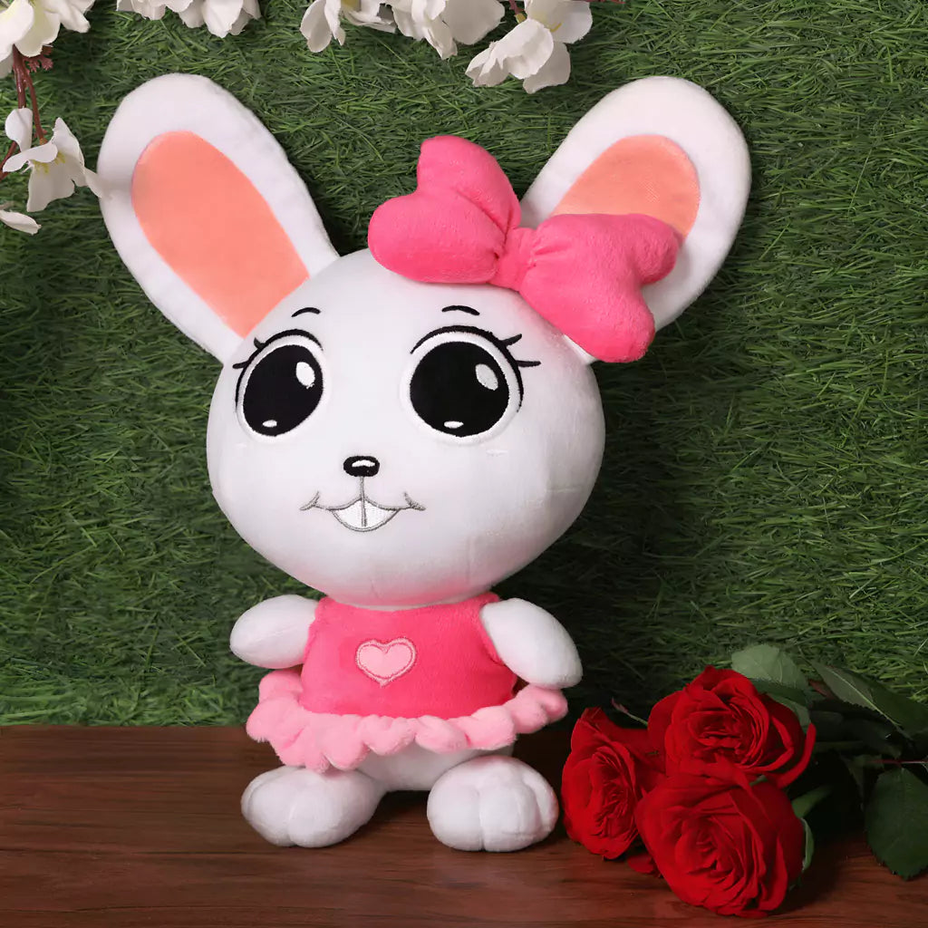 aurbo rabbit teddy bear with a bouqet of flowers
