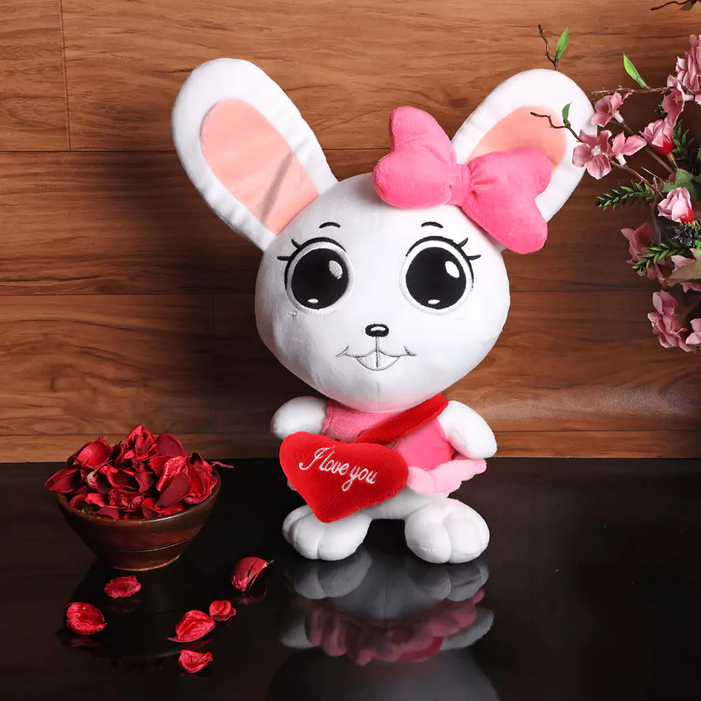 aurbo rabbit soft toy with a heart plush